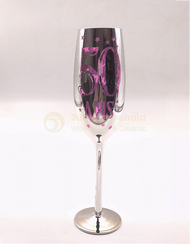 Electroplated Personlized Birthday Champagne Flute Glass