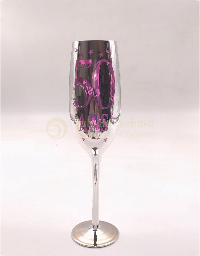 Electroplated Personlized Birthday Champagne Flute Glass