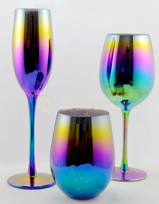 Iridescent Rainbow Colorful Wine Glasses Oil Slick Glass Gift Glass Birthday Party Wedding