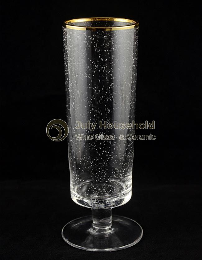Bubble Wine Glass Set, Golden-Rimmed