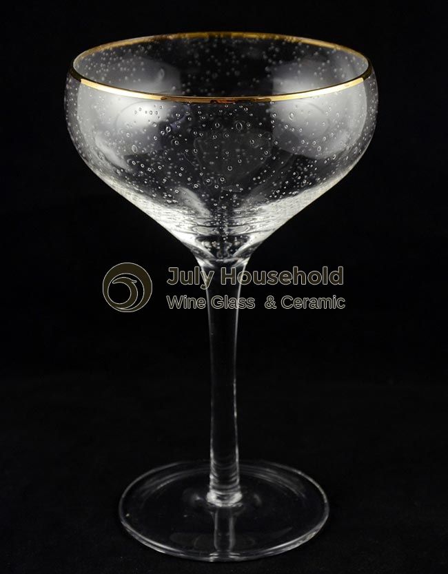 Bubble Wine Glass Set, Golden-Rimmed