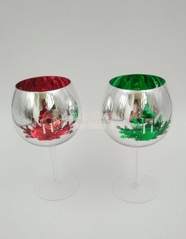 Christmas Electroplated  Mirrored Silver Finish Gin Ballon Glass