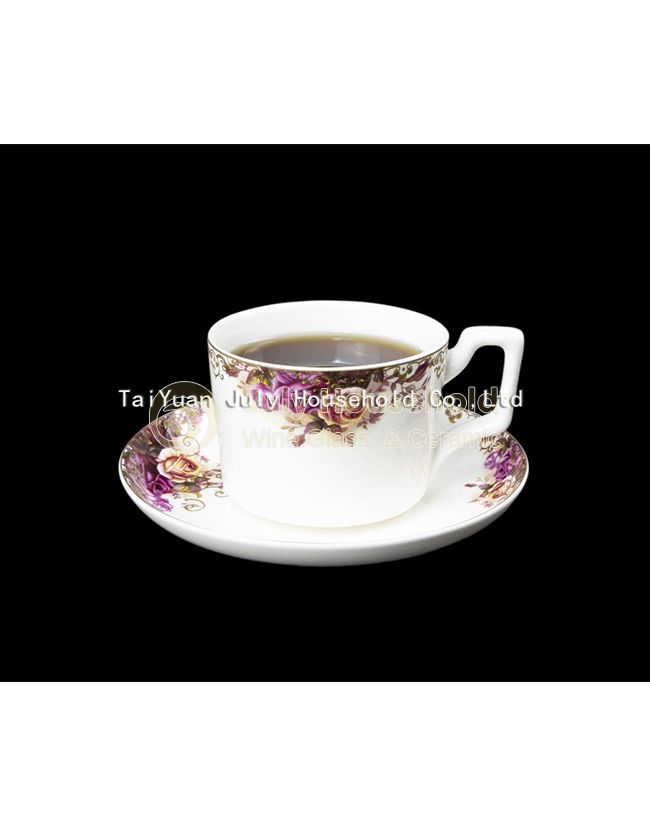 Porcelain Tea Cups with saucers 240ml/8zset of 2, set of 4, set of 6