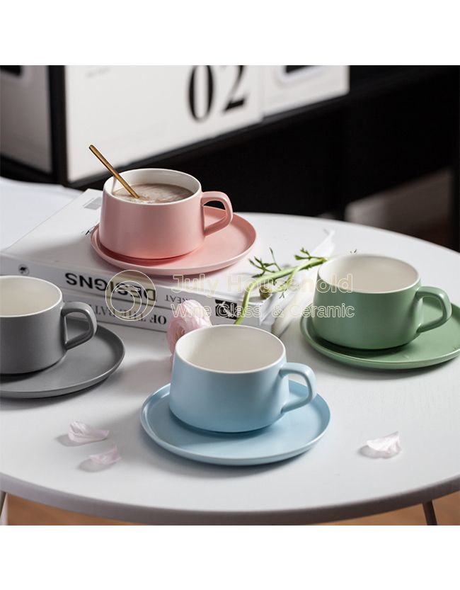 240ml Ceramic Tea Coffee Cup and Saucer Supplier, 8oz Porcelain China Cup and Saucer , New Bone China Latte & Cappuccino & Double Espresso Cup Saucer